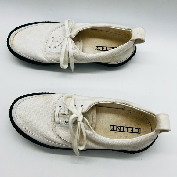 Celine Paris Classic White Canvas Sneakers with Hunter Green soles size 8 - Picture 3 of 15
